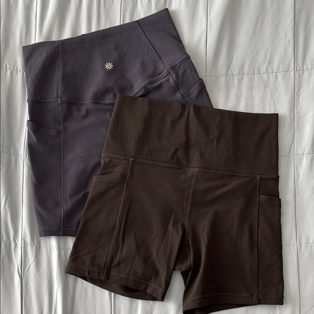 *2 PAIRS* Athleta Salutation Stash 7” Short, Black + Navy
